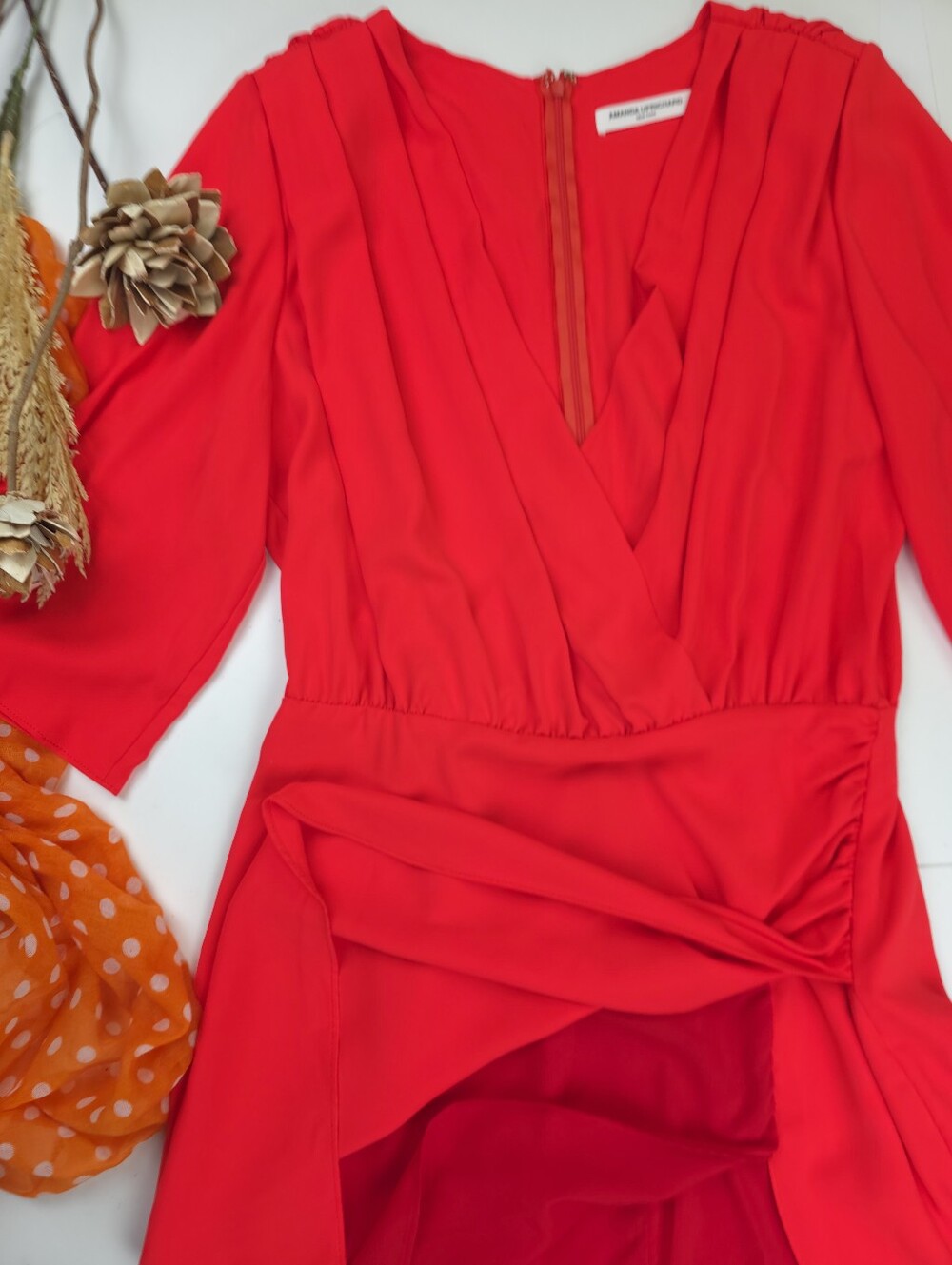 Amanda Uprichard Red Coral Dress Sz L - Picture 7 of 11